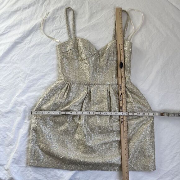 Camilla And Marc Metallic Bustier Mini Dress Size 6 Champagne Gold Tulip Party - Picture 5 of 13